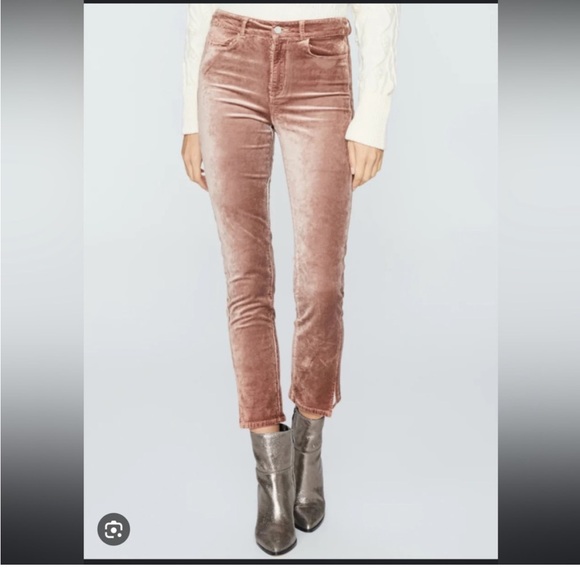 PAIGE Women's Cindy Twisted Seam Slit Suede Jeans - Picture 2 of 9